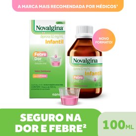 ANALGÉSICO E ANTITÉRMICO NOVALGINA SUSPENSÃO INFANTIL DIPIRONA 50MG/ML SABOR FRAMBOESA 100ML COPINHO