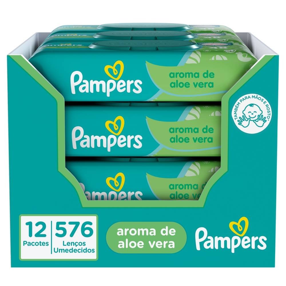 Lenços Umedecidos Pampers Aloe Vera 576 Unidades