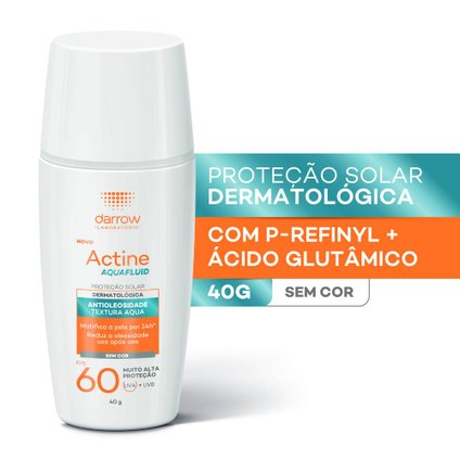 PROTETOR SOLAR FACIAL ACTINE AQUAFLUID FPS 60 40G SEM COR