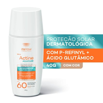 PROTETOR SOLAR FACIAL ACTINE AQUAFLUID FPS 60 40G COR CLARO/MEDIO