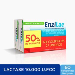 Enzilac 10.000 Fcc Enzima Lactase Em Comprimidos Mastigáveis Leve 60 Comprimidos Pague 45