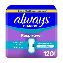 Protetor Diário Always Respirável Sem Perfume 120 Unidades
