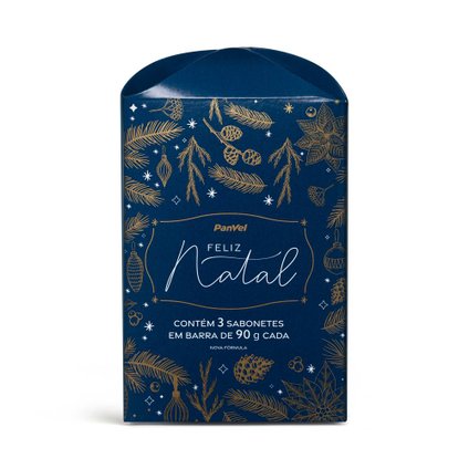 KIT SABONETE EM BARRA PANVEL FELIZ NATAL COM 3 UNIDADES 90G CADA