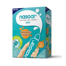 NASOAR CLORETO DE SÓDIO 0,9% LAVAGEM NASAL 15 ENVELOPES + LAVADOR NASAL 240ML
