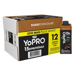 Bebida Láctea Yopro Chocolate 15g 250ml 12 Unidades