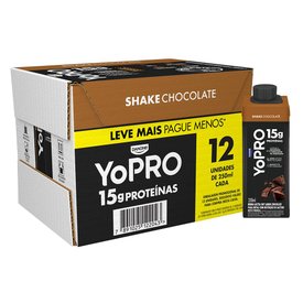 YOPRO BEBIDA LÁCTEA UHT CHOCOLATE 15G DE PROTEÍNAS 250ML 12 UNIDADES