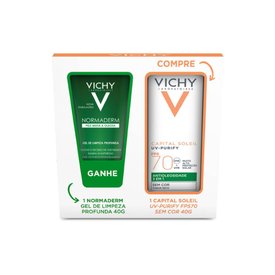 KIT VICHY PROTETOR SOLAR CAPITAL SOLEIL UV-PURIFY FPS70 40G GANHE GEL DE LIMPEZA NORMADERM 40G