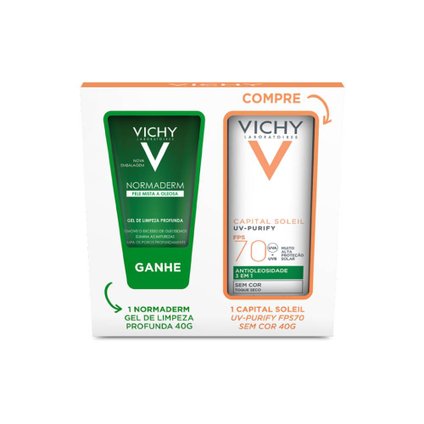 KIT VICHY PROTETOR SOLAR CAPITAL SOLEIL UV-PURIFY FPS70 40G GANHE GEL DE LIMPEZA NORMADERM 40G