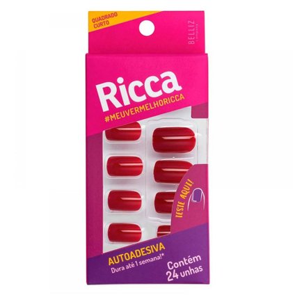 UNHAS POSTICA RICCA AUTOADESIVAS VEMELHO BORDO