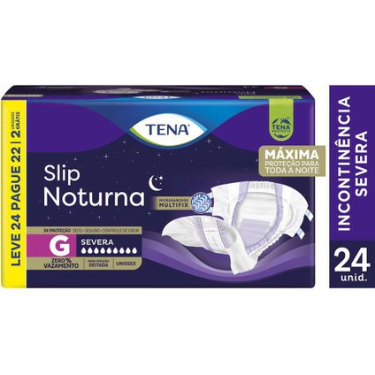 FRALDA GERIÁTRICA TENA SLIP NOTURNO G LEVE 24 PAGUE 22 UNIDADES