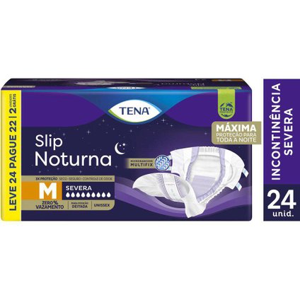 FRALDA GERIÁTRICA TENA SLIP NOTURNO M LEVE 24 PAGUE 22 UNIDADES