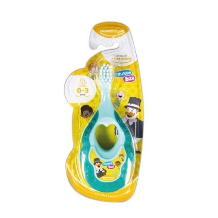 ESCOVA DE DENTE INFANTIL COM MORDEDOR POWERDENTE MUNDO BITA 0 A 3 MESES