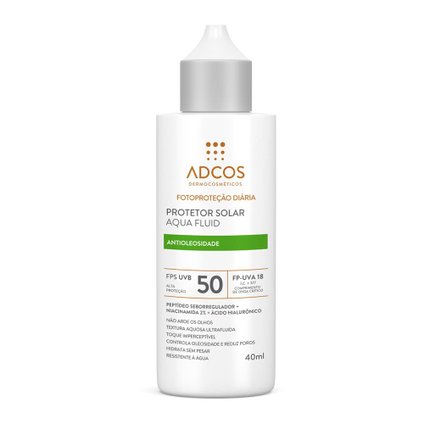 PROTETOR SOLAR FACIAL ADCOS AQUA FLUID ANTIOLEOSIDADE FPS50 40ML
