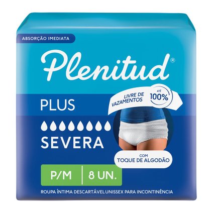ROUPA ÍNTIMA PLENITUD PLUS PARA INCONTINÊNCIA P/M - 8 UNIDADES