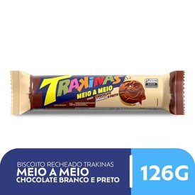 BISCOITO TRAKINAS MEIO A MEIO CHOCOLATE BRANCO E PRETO 126G