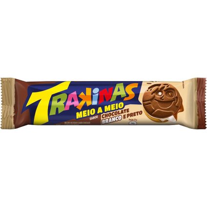 BISCOITO TRAKINAS MEIO A MEIO CHOCOLATE BRANCO E PRETO 126G