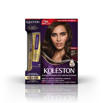 KIT KOLESTON TINTURA 40 CASTANHO MÉDIO + TRATAMENTO GLOSS INTENSO