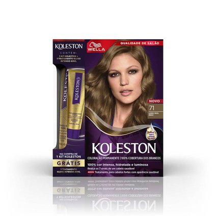 KIT KOLESTON TINTURA 71 LOURO CINZA MÉDIO + TRATAMENTO GLOSS INTENSO