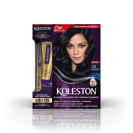 KIT KOLESTON TINTURA 28 PRETO AZULADO + TRATAMENTO GLOSS INTENSO