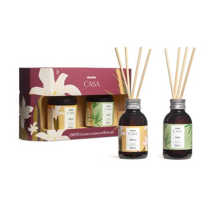 KIT DIA DAS MÃES PANVEL CASA COM 2 DIFUSORES DE AROMAS BAMBU E VANILLA 100ML CADA