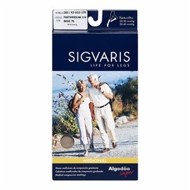 SIGVARIS ALGODÃO SUPER 3/4 - COMPRESSÃO 20-30 MMHG TAM GG ALTURA NORMAL PONTEIRA ABERTA BEGE