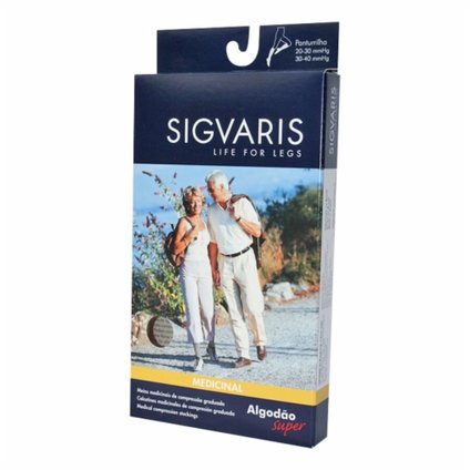 SIGVARIS ALGODÃO SUPER 3/4 - COMPRESSÃO 20-30 MMHG TAM P ALTURA NORMAL PONTEIRA ABERTA BEGE