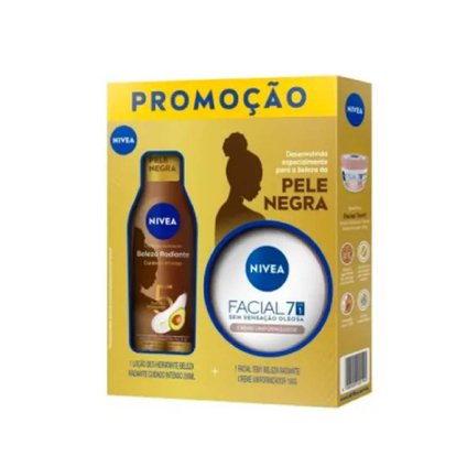 KIT HIDRATANTE BELEZA RADIANTE PELE NEGRA NIVEA - 1 HIDRATANTE 200ML + 1 CREME FACIAL 100G