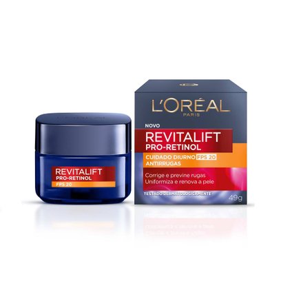 CREME HIDRATANTE FACIAL ANTIRRUGAS L'ORÉAL PARIS REVITALIFT RETINOL FPS 20 49G