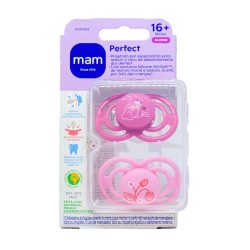 Chupeta Mam Perfect Rosa 16 Meses + Com 2 Unidades