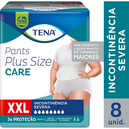 ROUPA ÍNTIMA TENA PANTS PLUS SIZE CARE XXL 8 UNIDADES