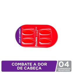 Tylenol Dc Dor De Cabeça Paracetamol 500mg + Cafeína 65mg 4 Comprimidos