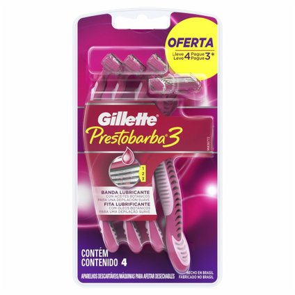APARELHO DEPILATÓRIO GILLETTE PRESTOBARBA3 LEVE 4 PAGUE 3