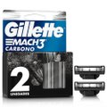 REFIL DO APARELHO DE BARBEAR GILLETTE MACH3 CARBONO COM CARVÃO ATIVADO 2 UNIDADES