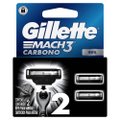 CARGA PARA APARELHO DE BARBEAR GILLETTE MACH3 CARBONO COM CARVÃO 2 UNIDADES