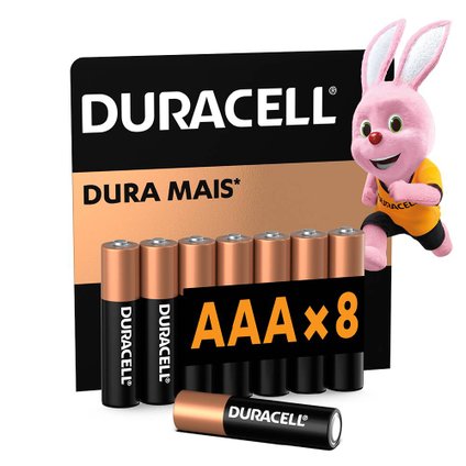 PILHA ALCALINA DURACELL AAA COM 8 UNIDADES