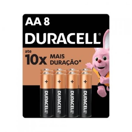 PILHA ALCALINA DURACELL AA 8 UNIDADES