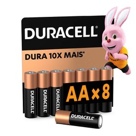 PILHA ALCALINA DURACELL AA 8 UNIDADES