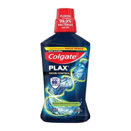 ENXAGUANTE BUCAL COLGATE PLAX CONTROLE ODOR ZERO ALCOOL 500ML