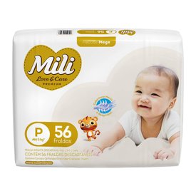 FRALDA MILI LOVE & CARE MEGA P COM 56 UNIDADES