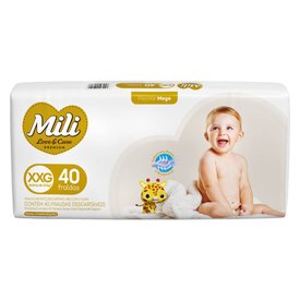 FRALDA MILI LOVE CARE MEGA XXG COM 40 UNIDADES