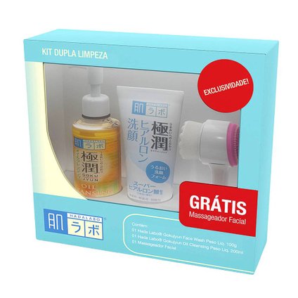 KIT HADA LABO SABONETE FACIAL WASH 100ML + DEMAQUILANTE OIL CLEANSING 200ML GANHE MASSAGEADOR FACIAL