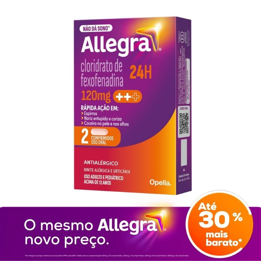 Antialérgico Allegra 120mg 2 Comprimidos