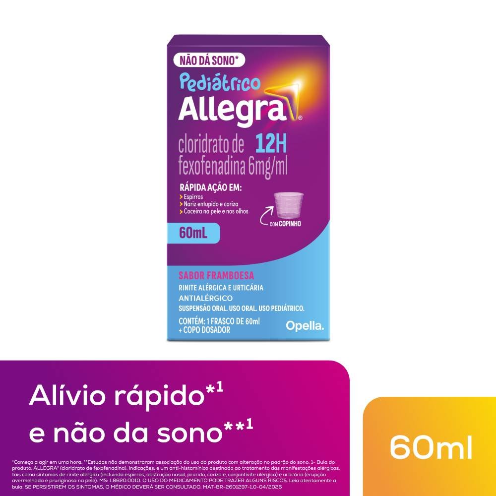 Antialérgico Allegra Pediátrico 6mg/ml 60ml Com Copinho