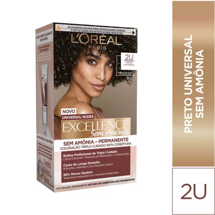 TINTURA IMEDIA EXCELLENCE LOREAL PARIS PERMANENTE SEM AMÔNIA 2U PRETO UNIVERSAL