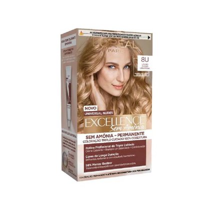 TINTURA IMEDIA EXCELLENCE LOREAL PARIS PERMANENTE SEM AMÔNIA 8U - LOURO CLARO UNIVERSAL