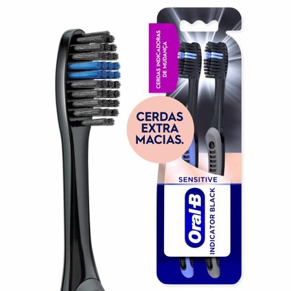 KIT ESCOVA DENTAL ORAL-B INDICATOR BLACK EXTRA MACIA - 2 UNIDADES