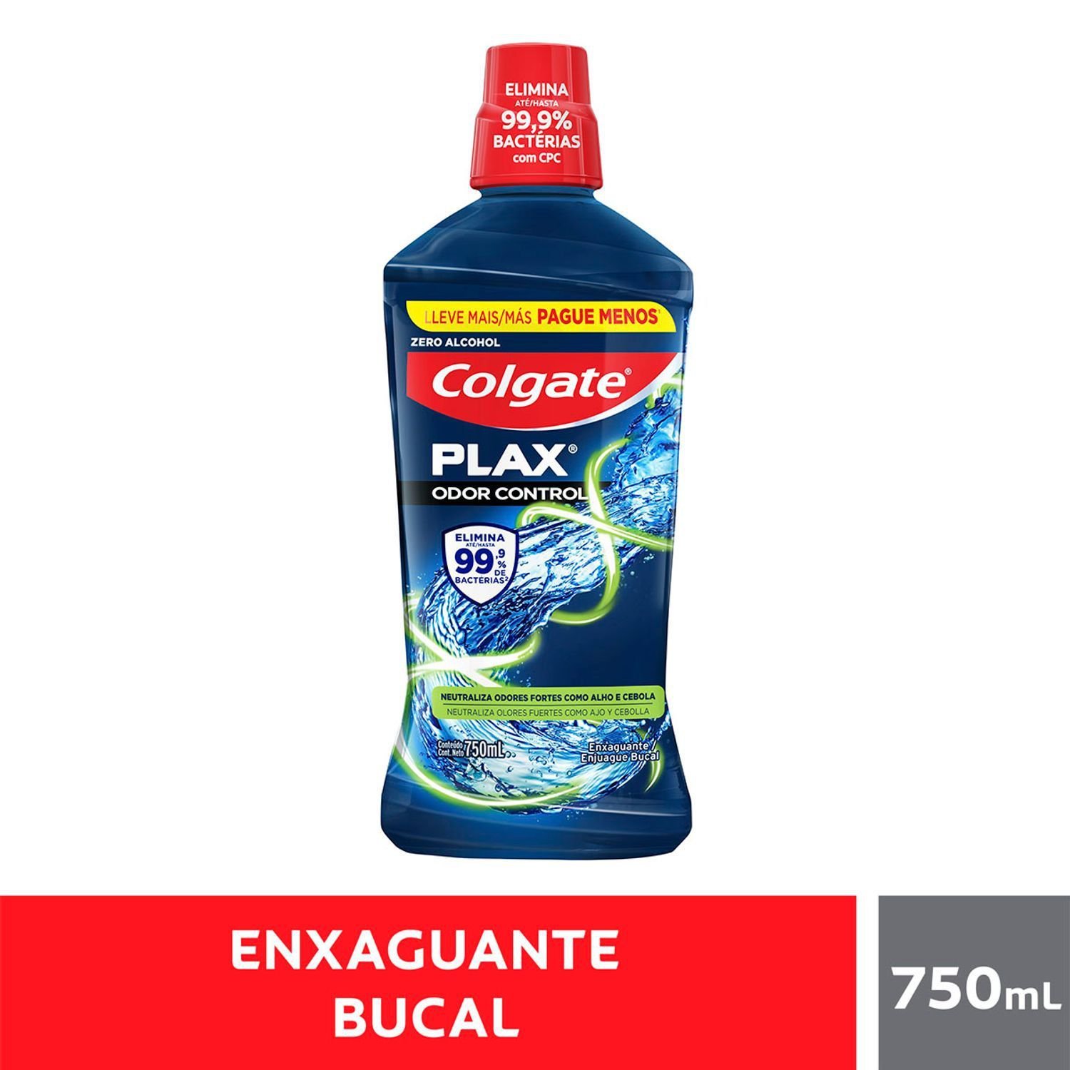Enxaguante Bucal Colgate Plax Odor Control Zero Alcool 750ml