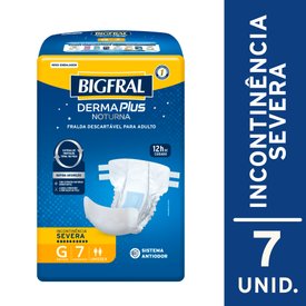 FRALDA ADULTO BIGFRAL DERMAPLUS NOTURNA GRANDE COM 7 UNIDADES