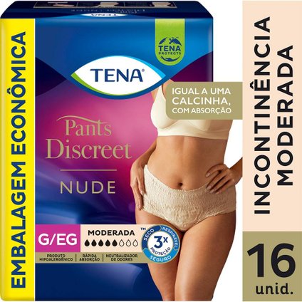 ROUPA INTIMA TENA PANTS DISCREET NUDE G/EG 16 UNIDADES