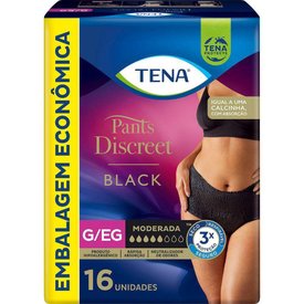 ROUPA ÍNTIMA DESCARTÁVEL TENA PANTS DISCREET PRETA G/EG 16 UNIDADES